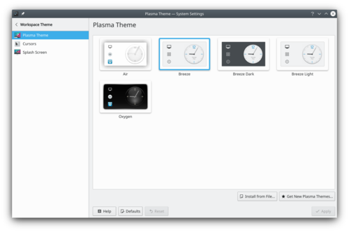 Desktop Theme settings window