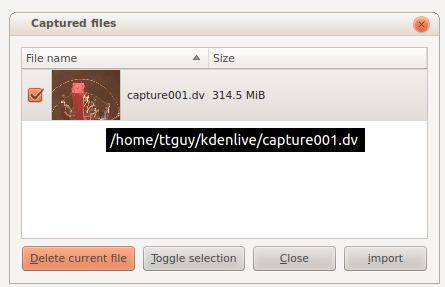 File:Kdenlive Captured files dialog.png