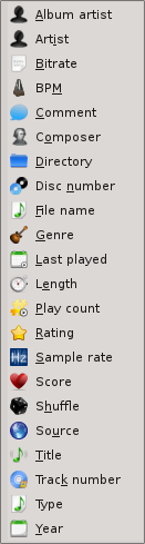 Menu for adding a sorting level.