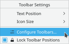 Toolbar context menu