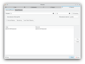 A screenshot showing the Advanced Filename sub-tab