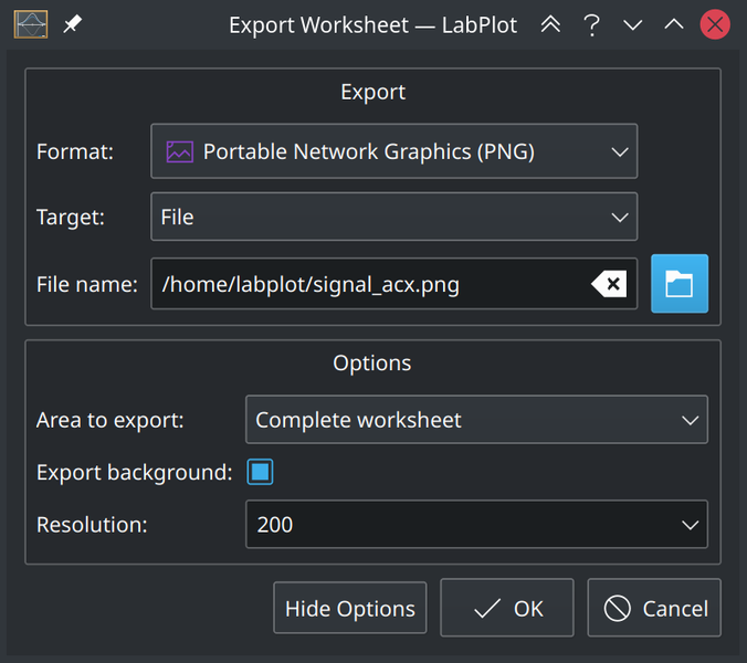 File:LabPlot Getting Started Export Dialog.png