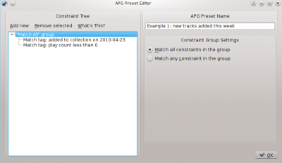 APG Preset Editor window