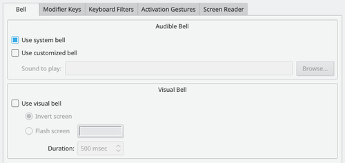 Accessibilité configurer la cloche