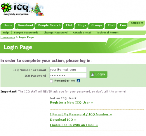 ICQ Chat-page